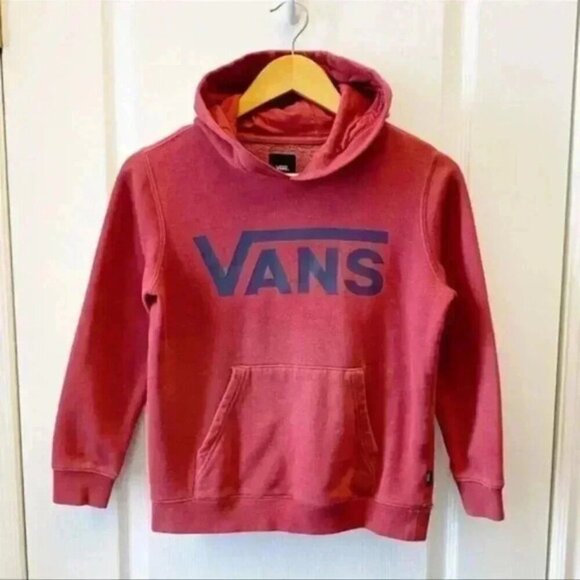 Vans Classic Hoodie Sweatshirt Pullover Red Blue Boys Unisex Size Small - Picture 3 of 12